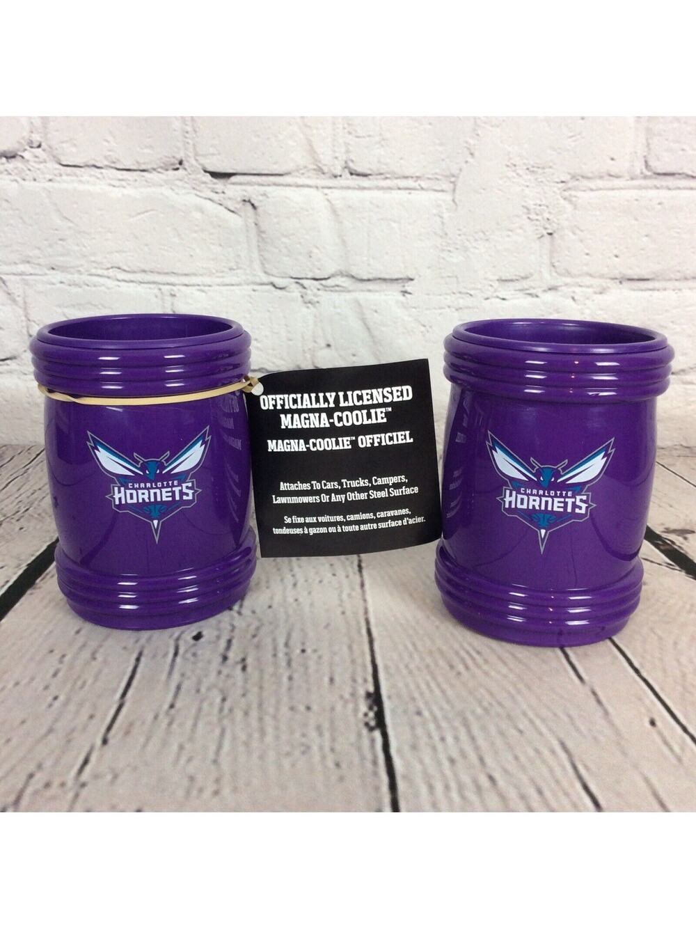 NBA Charlotte Hornets “Magna Coolie” Magnetic Can Koozie Pair Purple/Teal Beer
